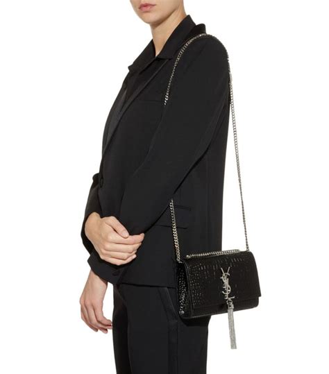 ysl small kate tassel croc embossed|Small Kate Croc Embossed Leather Shoulder Bag.